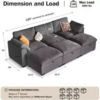 Canapé d'angle modulable surdimensionné Dyonery Cloud, en L et en U, avec pouf de rangement, assise profonde