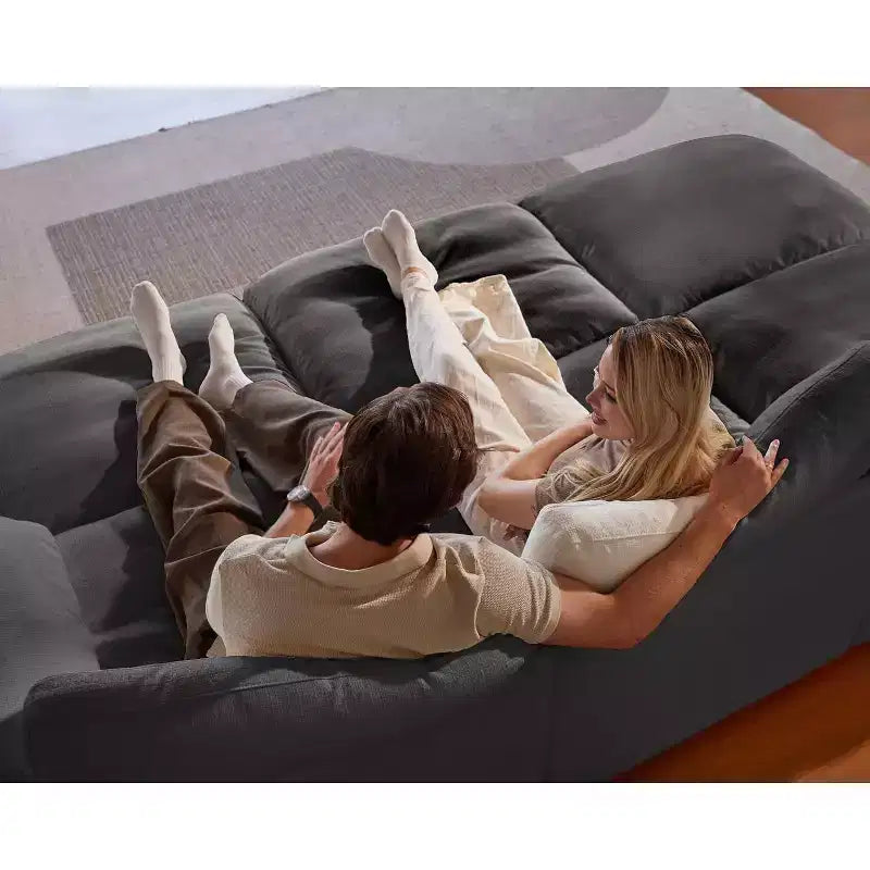 Canapé d'angle modulable surdimensionné Dyonery Cloud, en L et en U, avec pouf de rangement, assise profonde