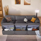Canapé d'angle modulable surdimensionné Dyonery Cloud, en L et en U, avec pouf de rangement, assise profonde