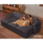 Canapé d'angle modulable surdimensionné Dyonery Cloud, en L et en U, avec pouf de rangement, assise profonde