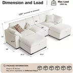 Canapé d'angle modulable surdimensionné Dyonery Cloud, en L et en U, avec pouf de rangement, assise profonde