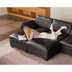 Canapé d'angle modulable surdimensionné Dyonery Cloud, en L et en U, avec pouf de rangement, assise profonde