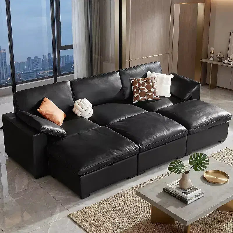 Canapé d'angle modulable surdimensionné Dyonery Cloud, en L et en U, avec pouf de rangement, assise profonde