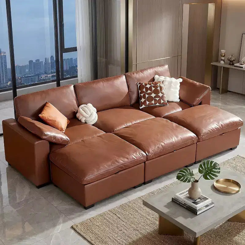 Canapé d'angle modulable surdimensionné Dyonery Cloud, en L et en U, avec pouf de rangement, assise profonde