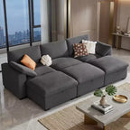Canapé d'angle modulable surdimensionné Dyonery Cloud, en L et en U, avec pouf de rangement, assise profonde