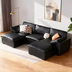 Canapé d'angle modulable surdimensionné Dyonery Cloud, en L et en U, avec pouf de rangement, assise profonde
