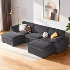 Canapé d'angle modulable surdimensionné Dyonery Cloud, en L et en U, avec pouf de rangement, assise profonde
