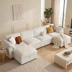 Canapé d'angle modulable surdimensionné Dyonery Cloud, en L et en U, avec pouf de rangement, assise profonde