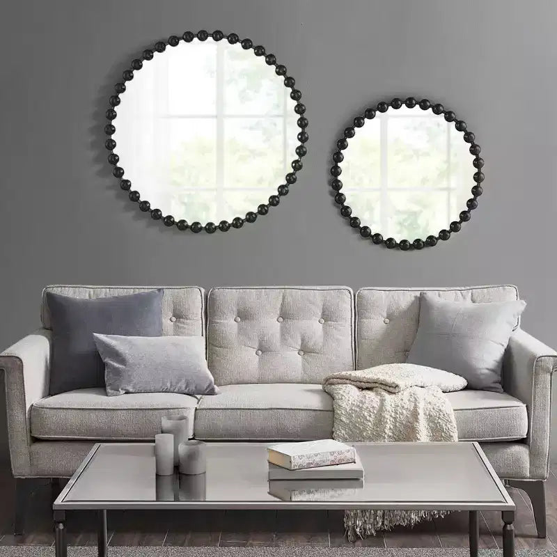 Miroir mural rond 27 avec cadre en fer métallique, miroir décoratif élégant pour salle de bain, chambre ou couloir - Panipeachy