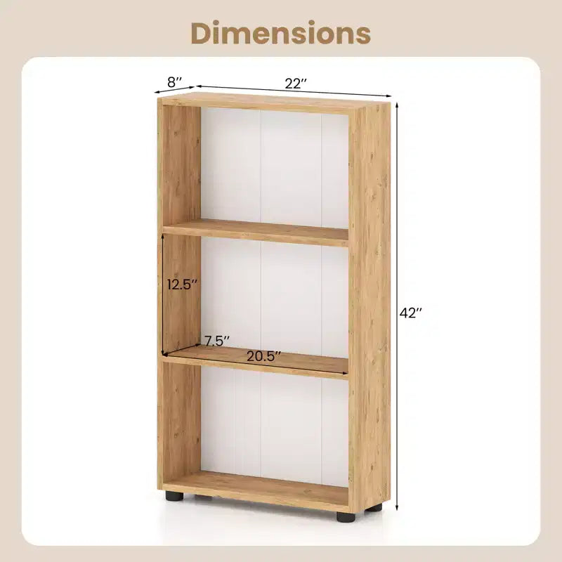 Étagère à Livres Costway 42'' à 3 Niveaux avec Kit Anti-Basculement pour Salon et Bureau à Domicile