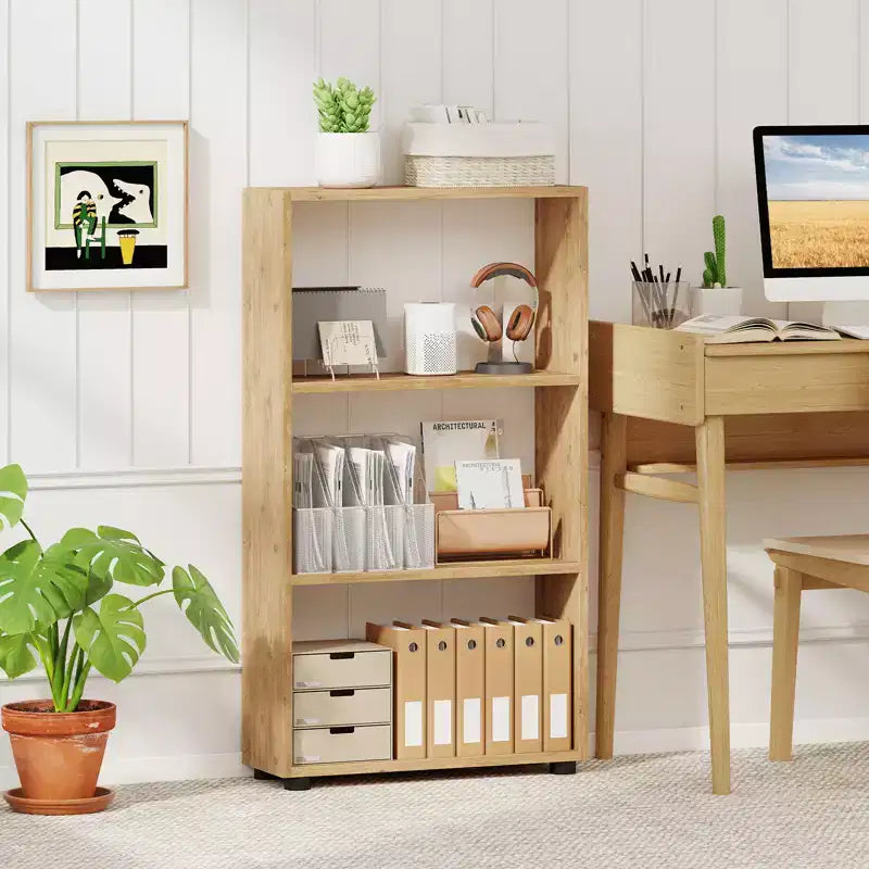 Étagère à Livres Costway 42'' à 3 Niveaux avec Kit Anti-Basculement pour Salon et Bureau à Domicile