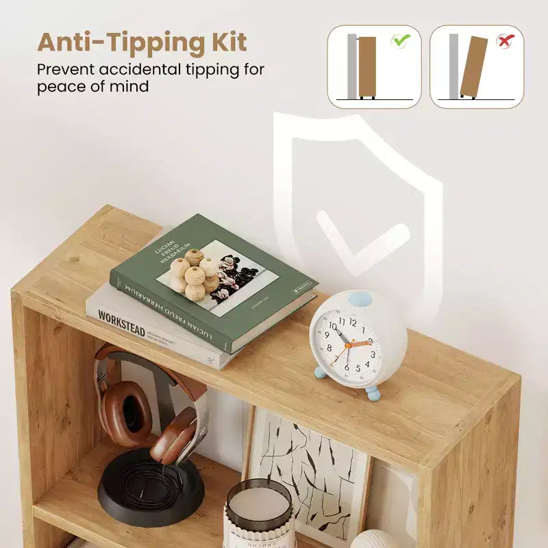 Étagère à Livres Costway 42'' à 3 Niveaux avec Kit Anti-Basculement pour Salon et Bureau à Domicile