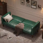 Canapé Futon Convertible, Causeuse en Similicuir de 75 po avec 3 Angles Réglables, Canapé Moderne du Milieu du Siècle pour Salon et Chambre d'amis