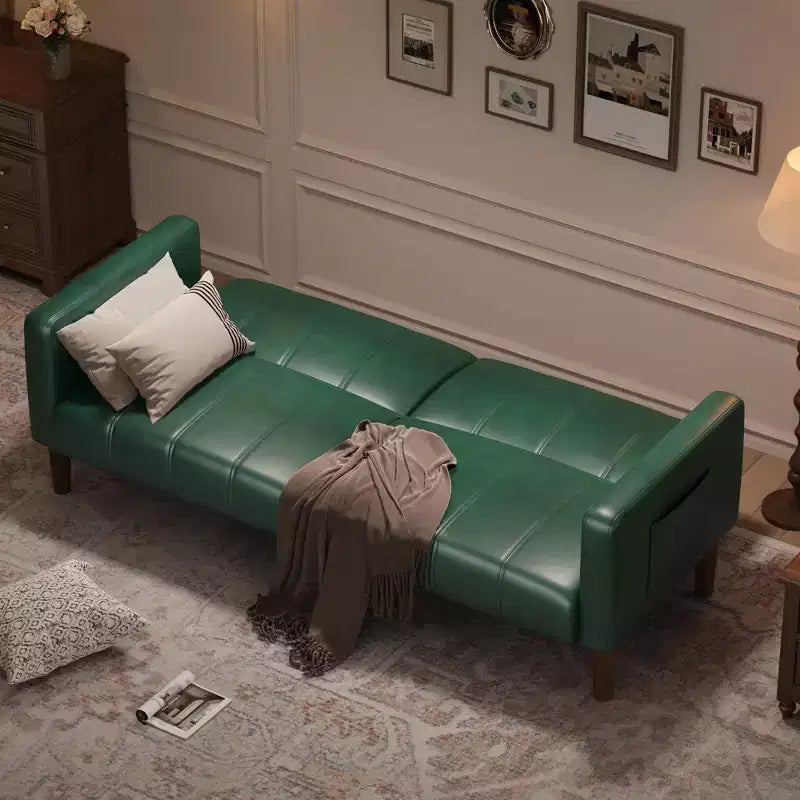 Canapé Futon Convertible, Causeuse en Similicuir de 75 po avec 3 Angles Réglables, Canapé Moderne du Milieu du Siècle pour Salon et Chambre d'amis