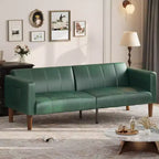 Canapé Futon Convertible, Causeuse en Similicuir de 75 po avec 3 Angles Réglables, Canapé Moderne du Milieu du Siècle pour Salon et Chambre d'amis