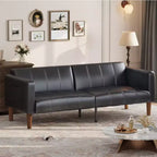 Canapé Futon Convertible, Causeuse en Similicuir de 75 po avec 3 Angles Réglables, Canapé Moderne du Milieu du Siècle pour Salon et Chambre d'amis