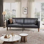 Canapé Futon Convertible, Causeuse en Similicuir de 75 po avec 3 Angles Réglables, Canapé Moderne du Milieu du Siècle pour Salon et Chambre d'amis