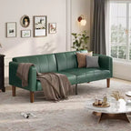 Canapé Futon Convertible, Causeuse en Similicuir de 75 po avec 3 Angles Réglables, Canapé Moderne du Milieu du Siècle pour Salon et Chambre d'amis