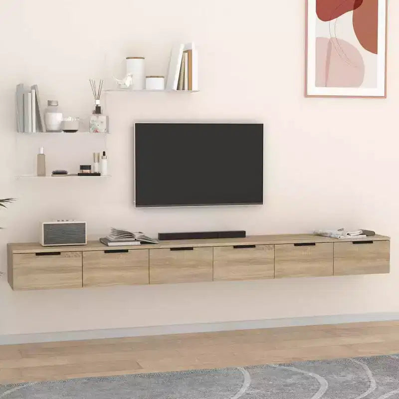 vidaXL Meuble mural, lot de 2, chêne Sonoma, bois d'ingénierie