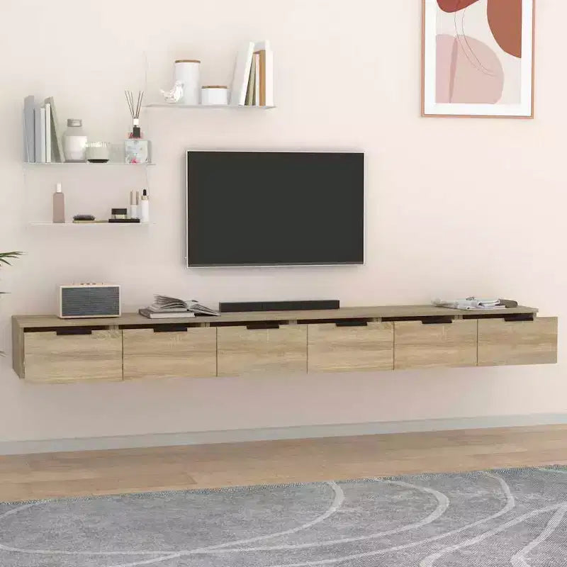 vidaXL Meuble mural, lot de 2, chêne Sonoma, bois d'ingénierie