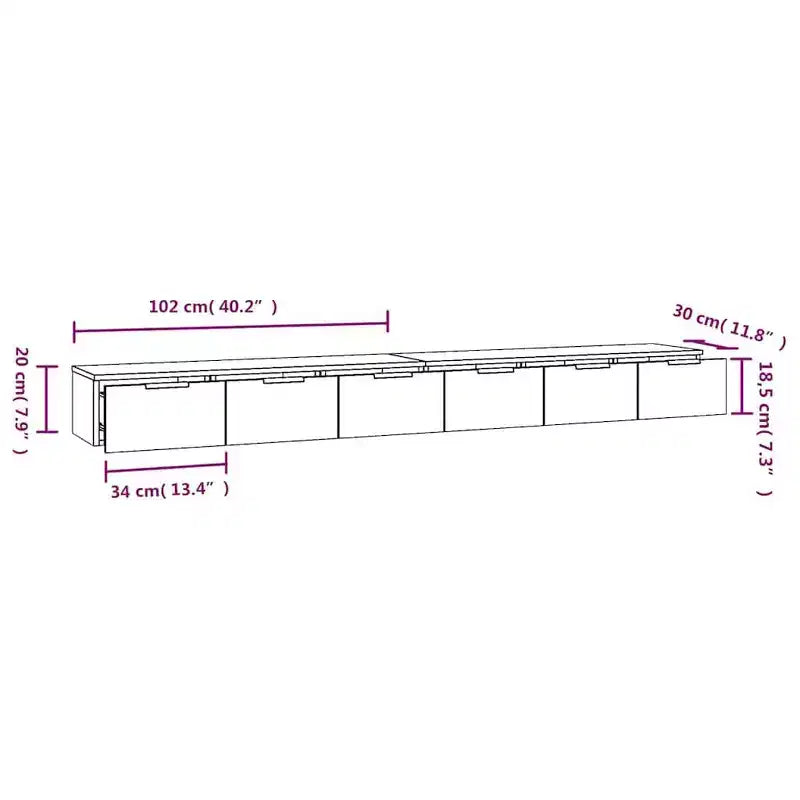 vidaXL Meuble mural, lot de 2, chêne Sonoma, bois d'ingénierie