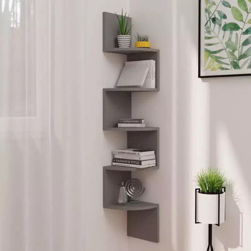 vidaXL Étagère d'angle murale Noir Bois d'ingénierie 19x19x123 cm