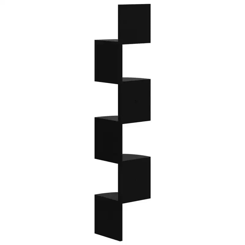 vidaXL Étagère d'angle murale Noir Bois d'ingénierie 19x19x123 cm