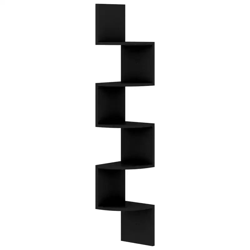 vidaXL Étagère d'angle murale Noir Bois d'ingénierie 19x19x123 cm