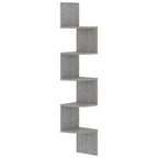 vidaXL Étagère d'angle murale Noir Bois d'ingénierie 19x19x123 cm