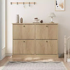 Meuble de rangement pour chaussures d'entrée avec 4 tiroirs basculants, armoire autoportante avec étagères réglables, range-chaussures en bois dissimulé pour couloir
