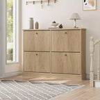 Meuble de rangement pour chaussures d'entrée avec 4 tiroirs basculants, armoire autoportante avec étagères réglables, range-chaussures en bois dissimulé pour couloir