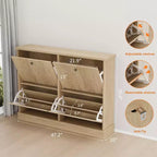 Meuble de rangement pour chaussures d'entrée avec 4 tiroirs basculants, armoire autoportante avec étagères réglables, range-chaussures en bois dissimulé pour couloir