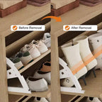 Meuble de rangement pour chaussures d'entrée avec 4 tiroirs basculants, armoire autoportante avec étagères réglables, range-chaussures en bois dissimulé pour couloir