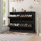 Meuble de rangement pour chaussures d'entrée avec 4 tiroirs basculants, armoire autoportante avec étagères réglables, range-chaussures en bois dissimulé pour couloir