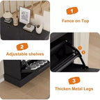 Meuble de rangement pour chaussures d'entrée avec 4 tiroirs basculants, armoire autoportante avec étagères réglables, range-chaussures en bois dissimulé pour couloir