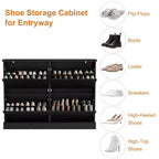 Meuble de rangement pour chaussures d'entrée avec 4 tiroirs basculants, armoire autoportante avec étagères réglables, range-chaussures en bois dissimulé pour couloir