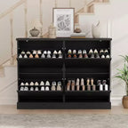 Meuble de rangement pour chaussures d'entrée avec 4 tiroirs basculants, armoire autoportante avec étagères réglables, range-chaussures en bois dissimulé pour couloir