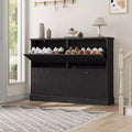 Shoe Cabinet Storage for Entryway with 4 Flip Drawers,Freestanding Cabinet with Adjustable Shelves,Wooden Hidden Shoe Rack for Hallway