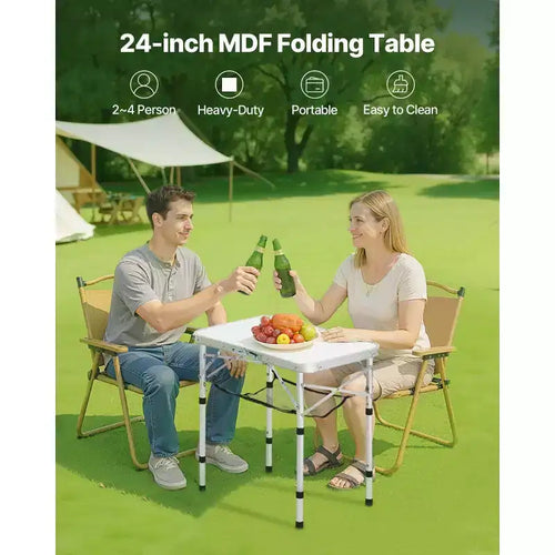 AEELLEEA Table de camping pliante portable de 60 cm avec hauteur réglable, table d'extérieur légère en aluminium