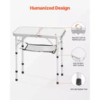 AEELLEEA Table de camping pliante portable de 60 cm avec hauteur réglable, table d'extérieur légère en aluminium