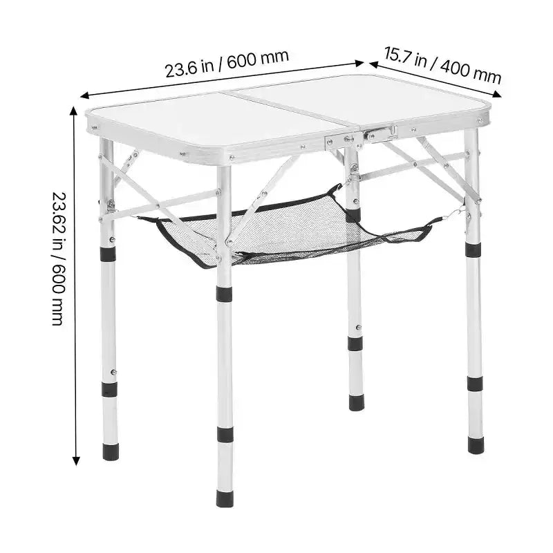 AEELLEEA Table de camping pliante portable de 60 cm avec hauteur réglable, table d'extérieur légère en aluminium