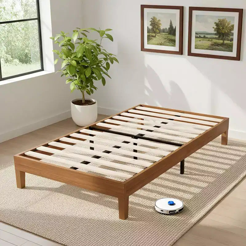 JIONJOY 12-Inch Twin Wood Platform Bed Frame, Solid Rubberwood, Heavy Duty Mattress Foundation, Easy Assembly, No Box Spring Needed