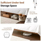 JIONJOY Cadre de lit plateforme double 12 pouces en bois massif d'hévéa, support de matelas robuste, montage facile, aucun sommier tapissier requis
