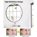 Miroir de salle de bain à cadre métallique rectangulaire arrondi, noir mat, miroir de courtoisie de style ferme, antirouille, à suspendre horizontalement ou verticalement
