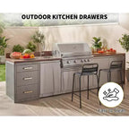Tiroir de Cuisine Extérieure Triple en Acier Inoxydable Armoire de Rangement Encastrée Durable avec Poignées Résistante aux Intempéries pour Îlot de Barbecue de Patio