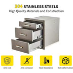 Tiroir de Cuisine Extérieure Triple en Acier Inoxydable Armoire de Rangement Encastrée Durable avec Poignées Résistante aux Intempéries pour Îlot de Barbecue de Patio