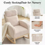 Fauteuil à bascule pour chambre d'enfant, fauteuil à bascule moderne rembourré avec poche latérale, revêtement en tissu teddy, dossier haut, fauteuil d'appoint rembourré