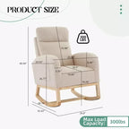Fauteuil à bascule pour chambre d'enfant, fauteuil à bascule moderne rembourré avec poche latérale, revêtement en tissu teddy, dossier haut, fauteuil d'appoint rembourré