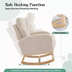 Fauteuil à bascule pour chambre d'enfant, fauteuil à bascule moderne rembourré avec poche latérale, revêtement en tissu teddy, dossier haut, fauteuil d'appoint rembourré