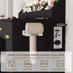 Coiffeuse de 116,5 cm avec miroir éclairé, station de charge et 7 tiroirs, table de maquillage avec tabouret de rangement